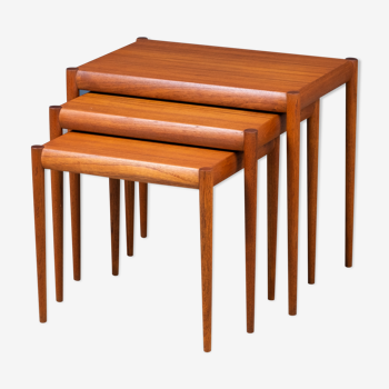 Ensemble de trois tables gigognes en teck, années 1960, design danois