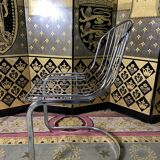 Suite of 4 chrome metal chairs 1970