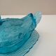 Art Deco glass duck, pressed glass turquoise, butter dish