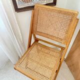 Folding wooden and cane chair
