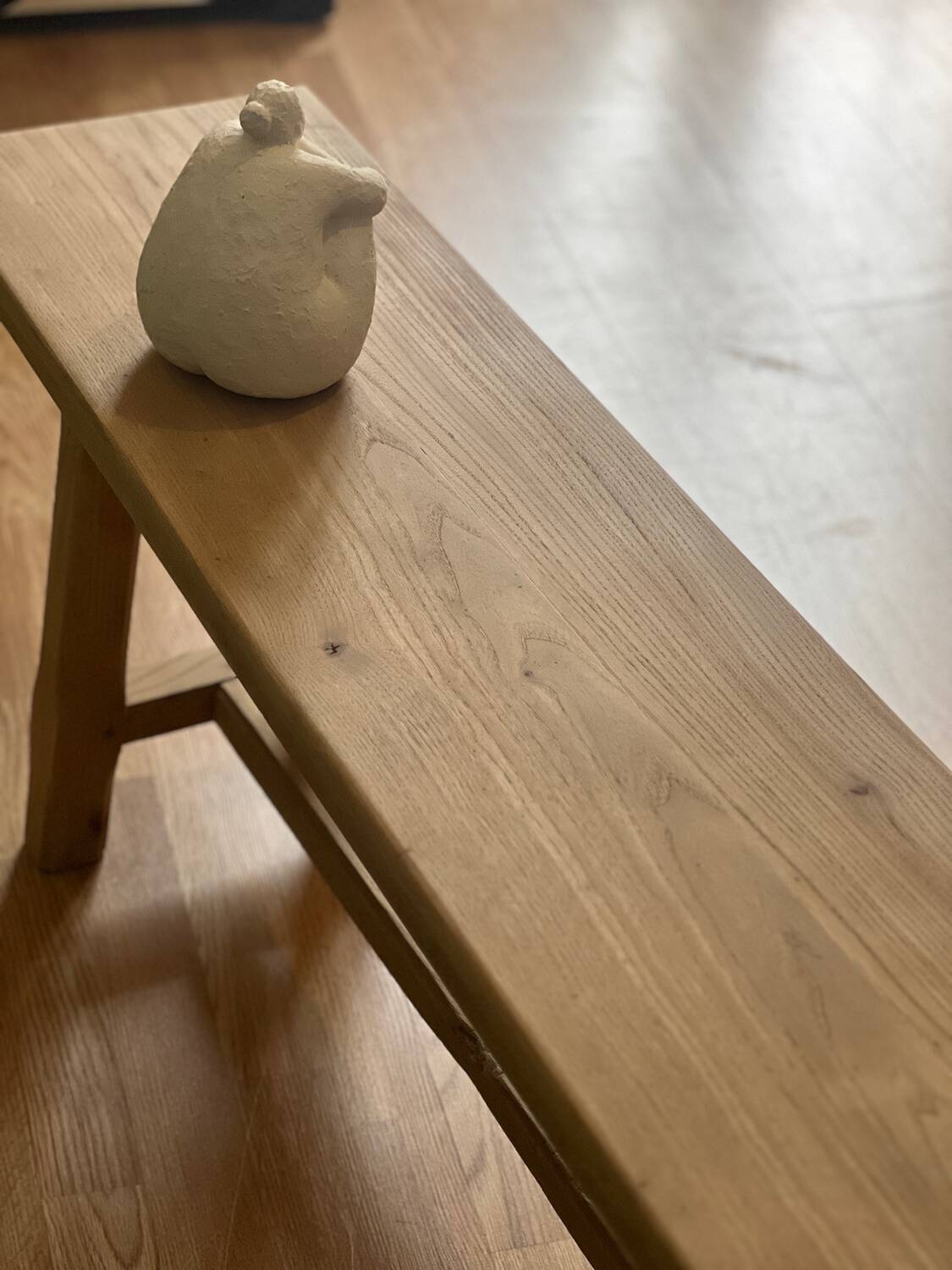 Solid wood farmhouse bench