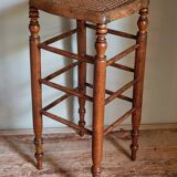 Tabouret ancien cannage et bois tourné