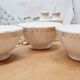 Set 3 bols faience blanc et or