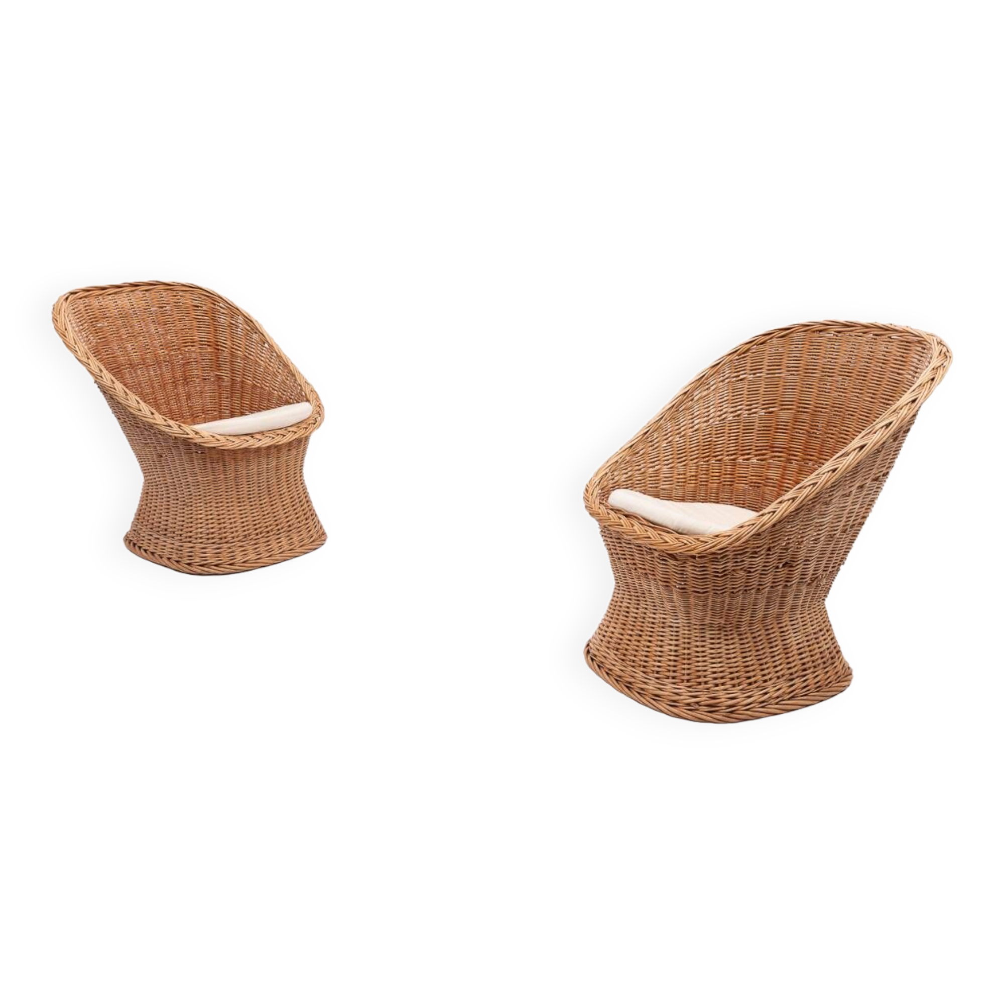 1970’s Vintage Danish design wicker lounge chairs