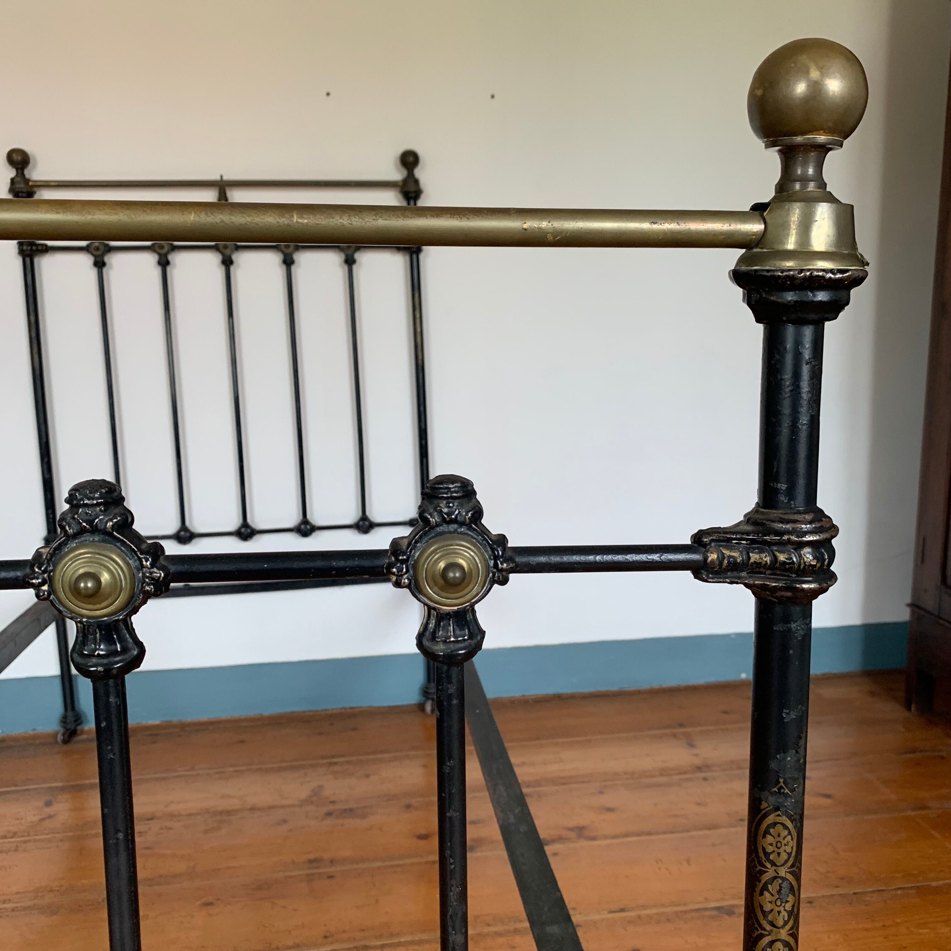 Victorian bed wrought iron and brass