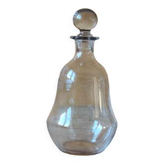 Antique engraved glass carafe - wine pitcher