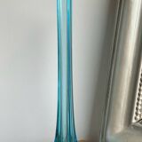 Vase soliflore vintage bleu turquoise - verre soufflé - design années