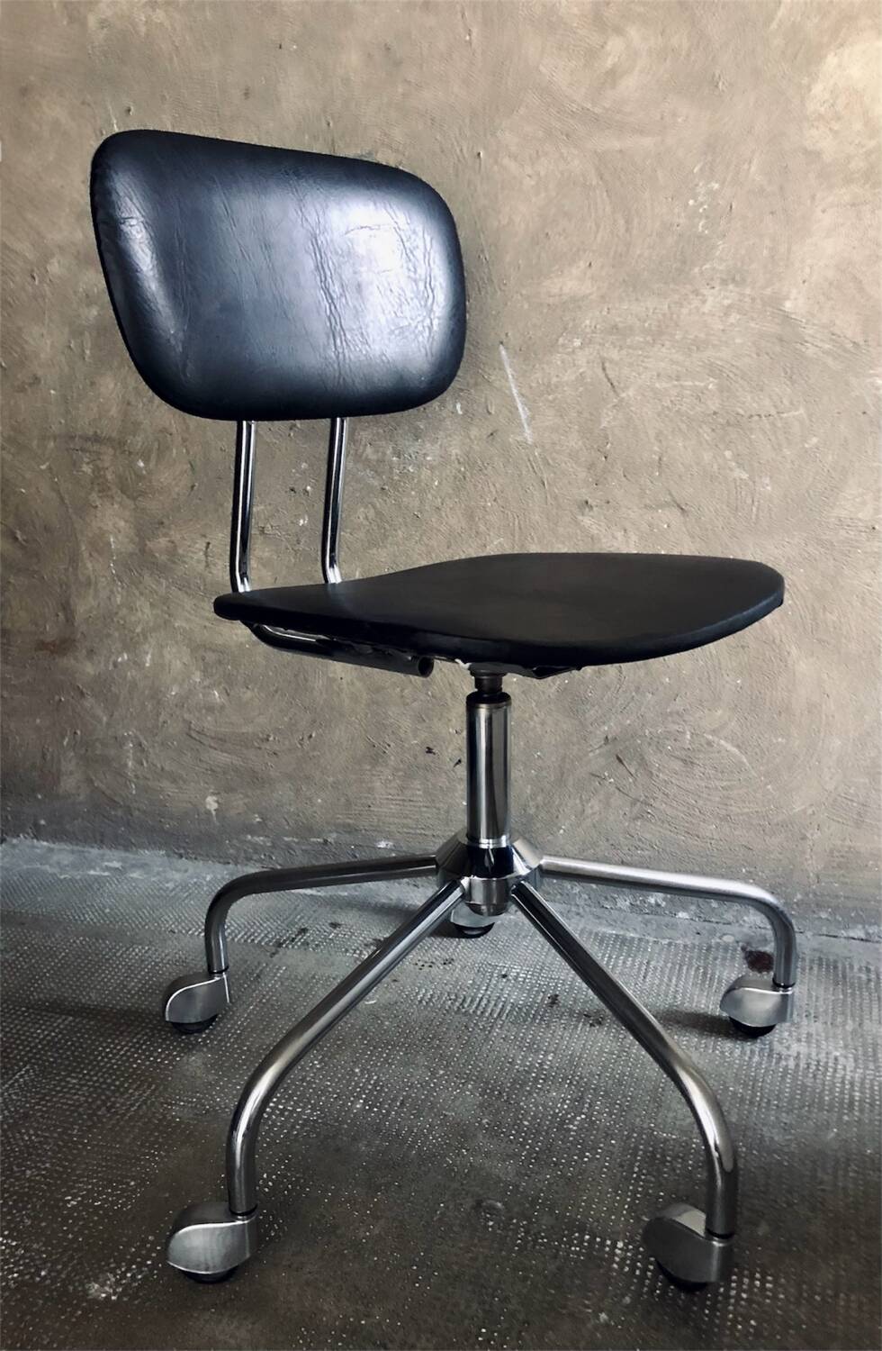 1950s/60s Chrome and Faux Leather Office Chair