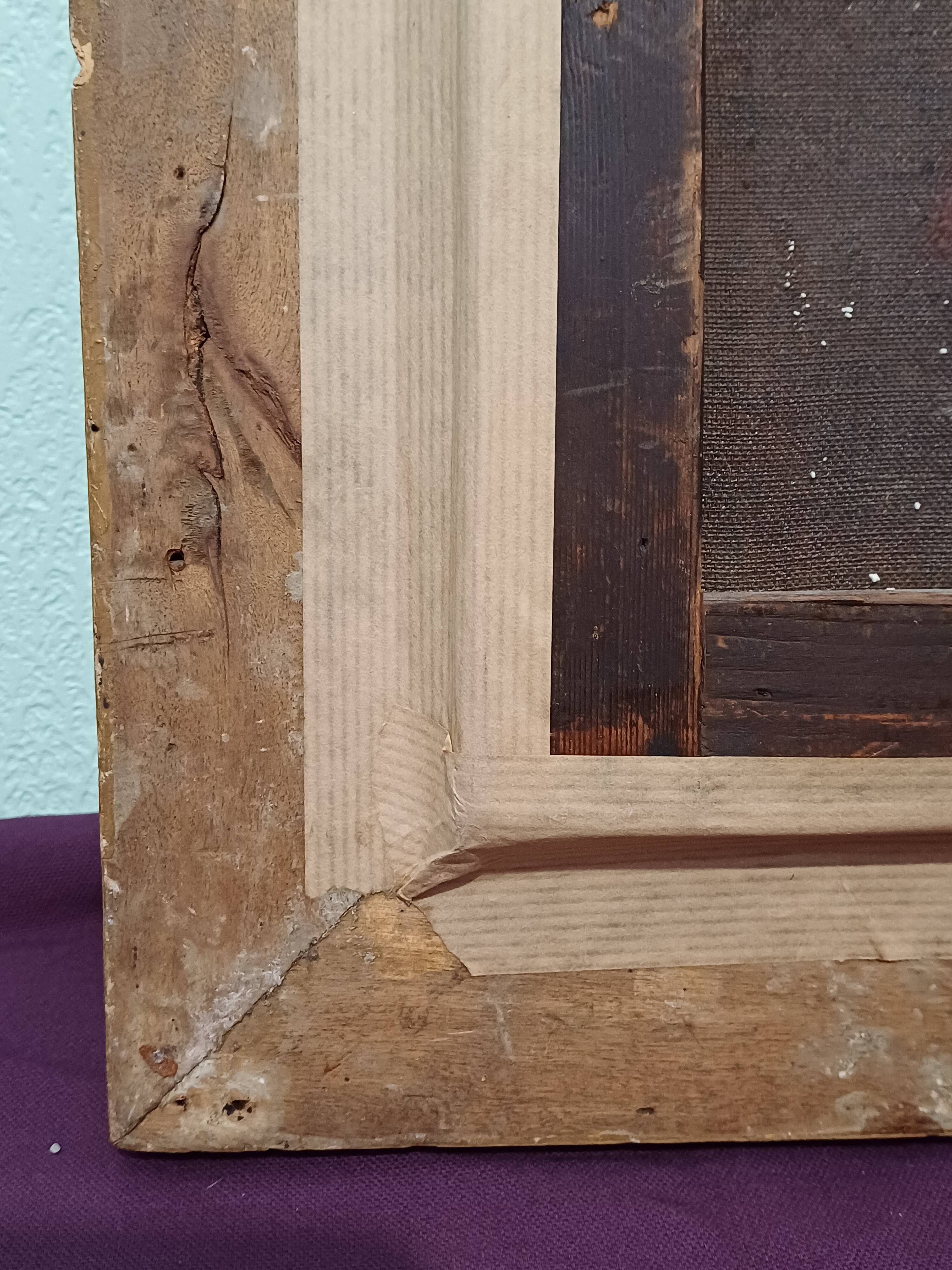 Hst painting still life basket of overturned fruit 19th - 20th century