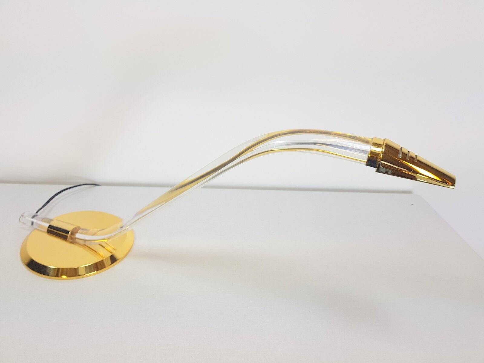 Vintage Cobra Desk Lamp in Brass and Acrylic from Grupo Mci, 1970