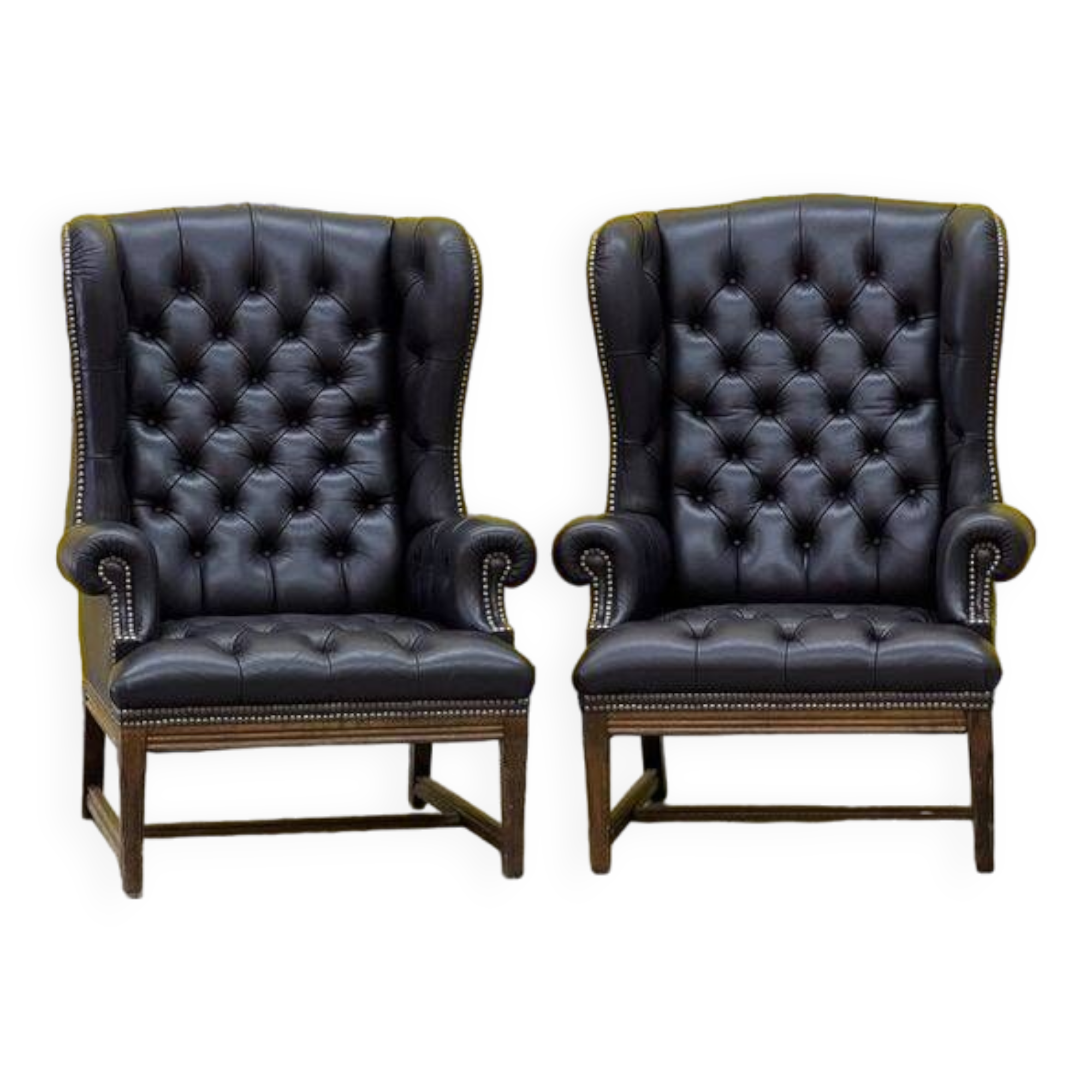 Vintage Tufted Leather Chesterfield Style Wing Back Chair (Price is For One Chair)