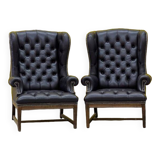 Vintage Tufted Leather Chesterfield Style Wing Back Chair (Price is For One Chair)
