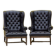 Chaise à dossier à oreilles de style Chesterfield en cuir capitonné vintage (le prix est pour une chaise)