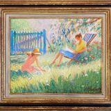 Huile sur toile peinture authentique et signée Claude Fossoux 64,5x56 cm avec cadre