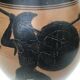 Reproduction of a Greek Attic-style black-figure vase depicting warriors