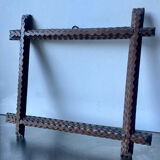 Antique wooden hand carved zigzag pattern frame 28.5 cm x 25 cm