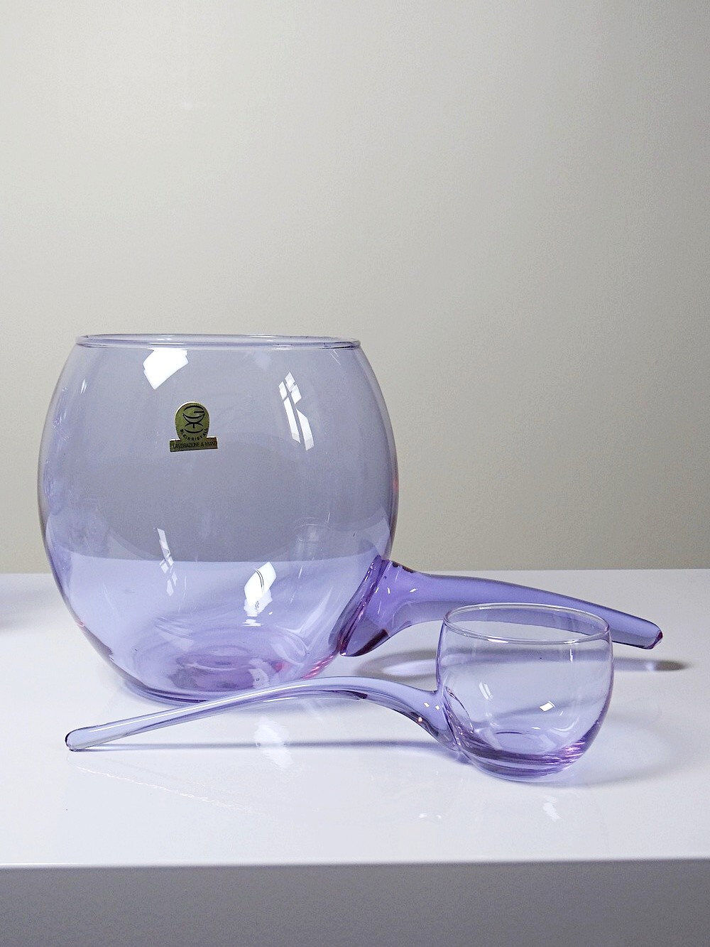 Service à sangria/punch vintage années 70 cristal Alexandrite "Bleikristall"