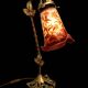 Art Nouveau lamp signed LAFLOR, marbled glass with enamel floral decoration.
