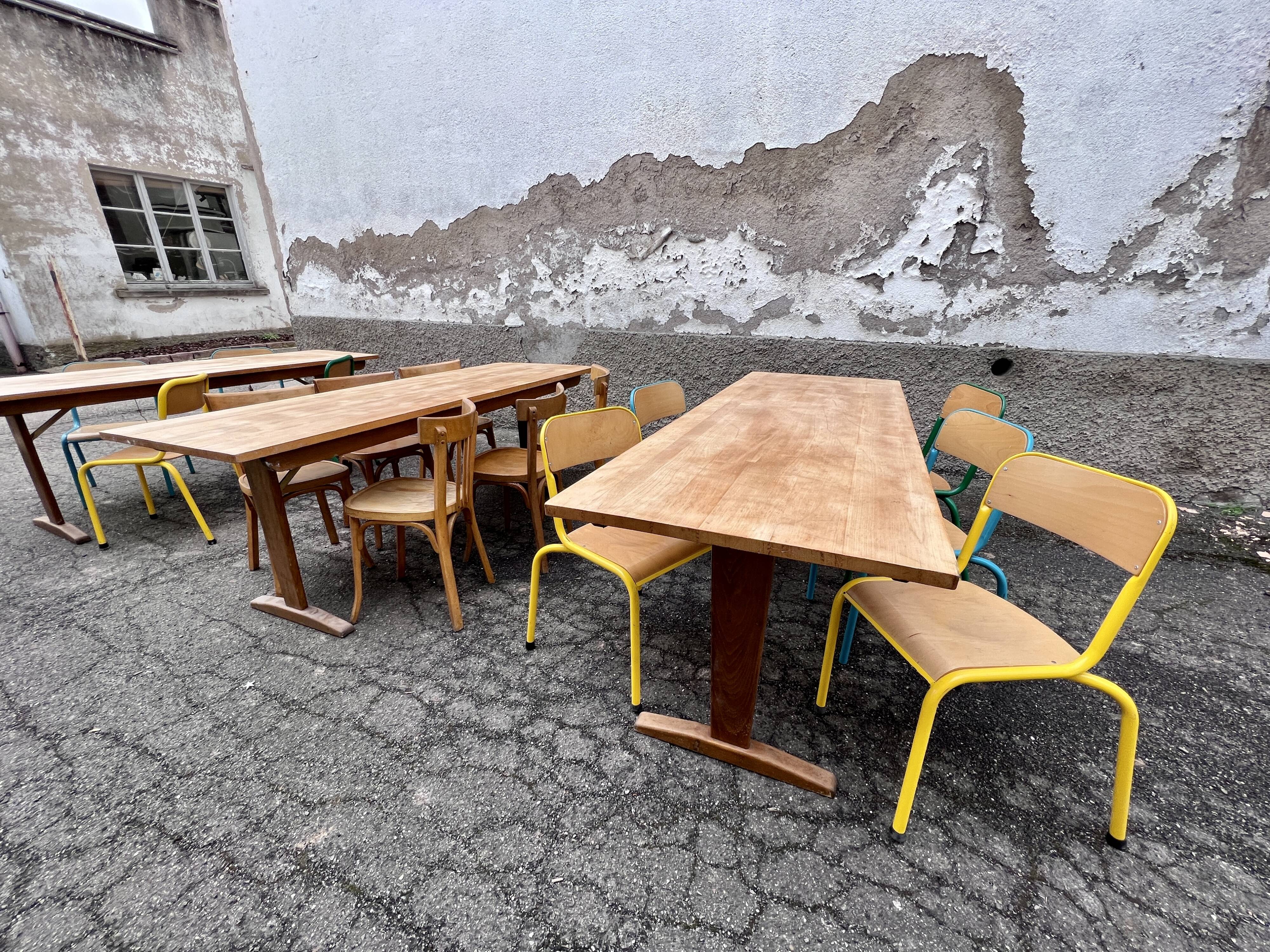 Trio de table bistrot vintage pliante 1950