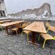 Trio de table bistrot vintage pliante 1950
