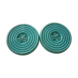 Pair of 2 under glasses/bottles in turquoise and gold ceramic
