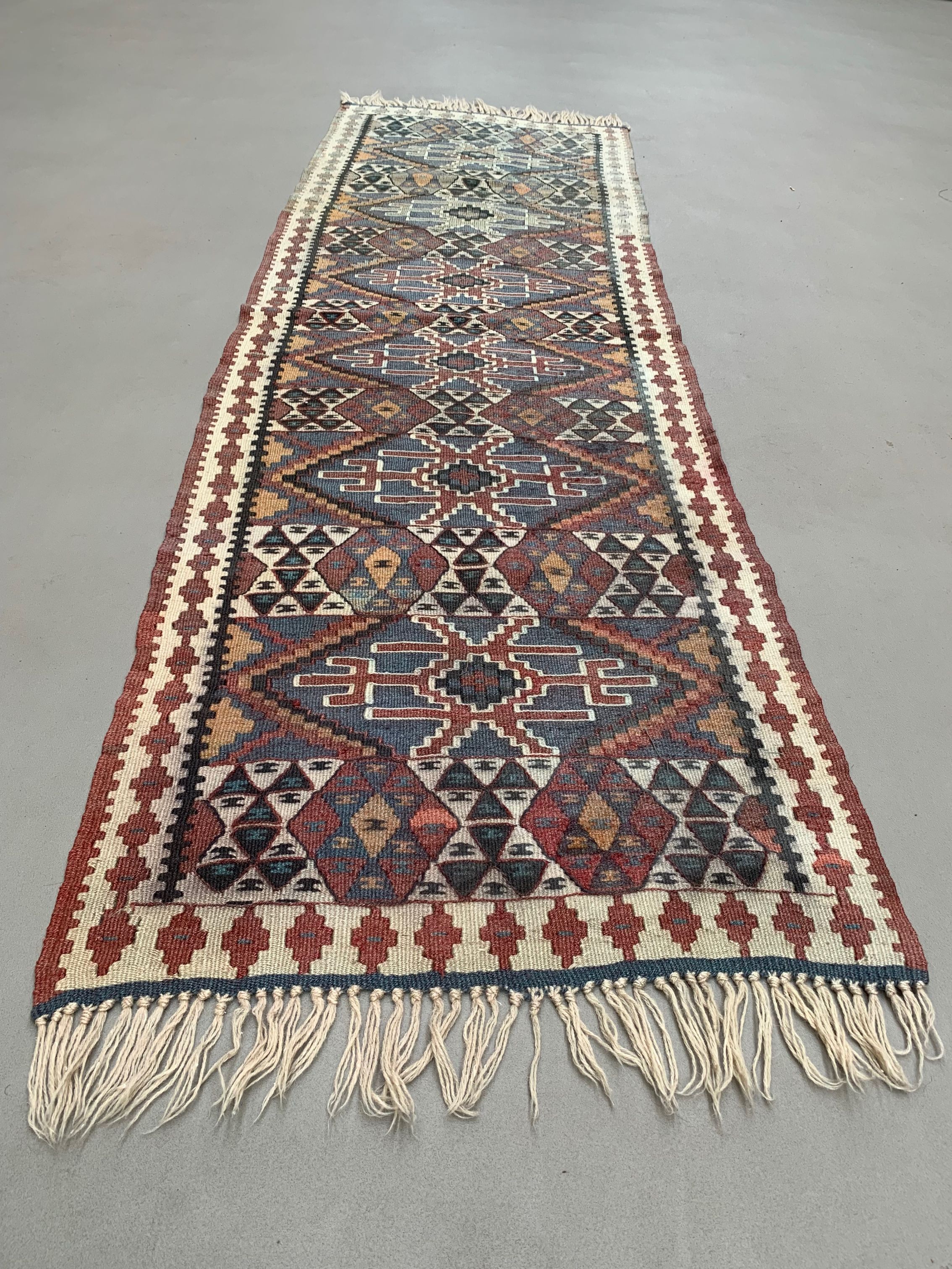 Old Turkish narrow Kilim Runner 233x66 cm shabby chic, vintage kelim