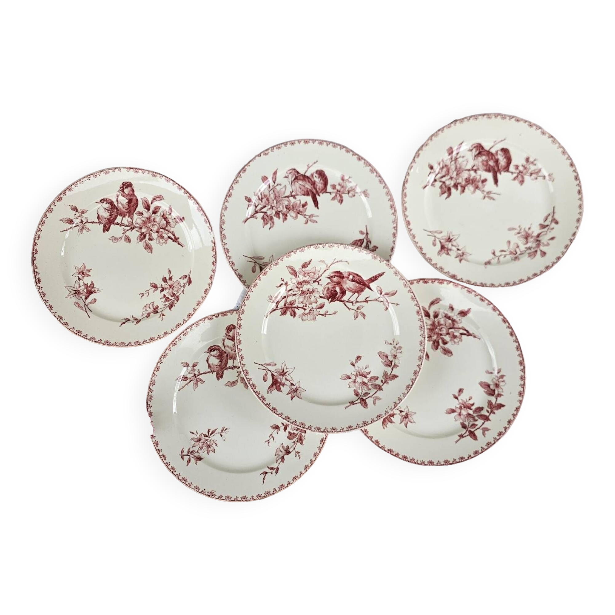 Assiettes plates Favori Sarreguemines rose