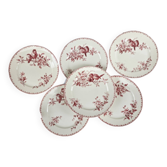 Assiettes plates Favori Sarreguemines rose