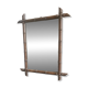 Large barber mirror from the 1940s/50s made of turned wood in a bamboo style.