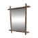 Large barber mirror from the 1940s/50s made of turned wood in a bamboo style.