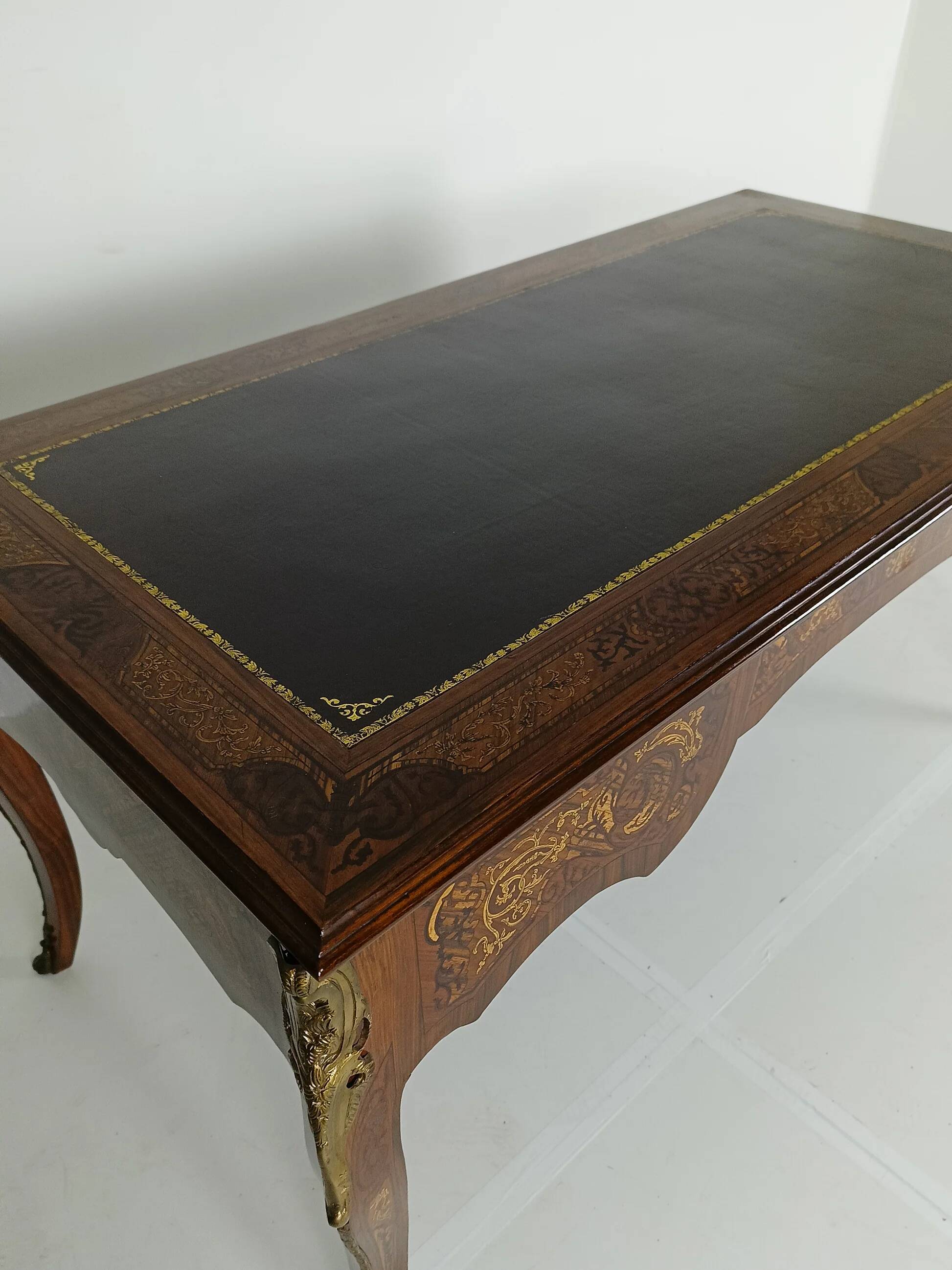 Louis XV style double-sided mahogany and rosewood flat desk