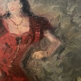 Tableau signé huile sur toile cartonnée « danseuse de Flamenco »