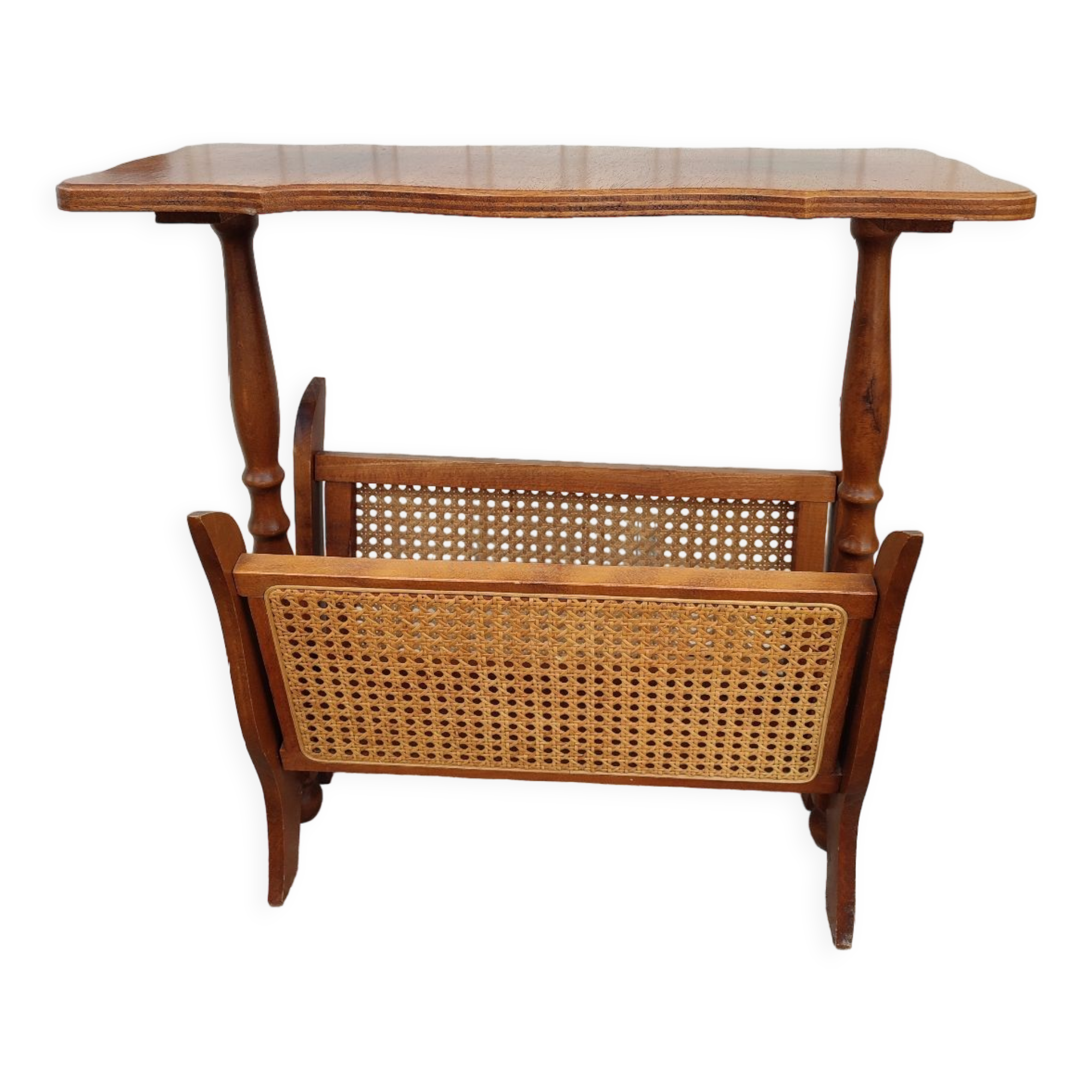 Vintage wicker wood magazine holder