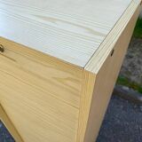 Beige wooden cabinet with curtains or sliding shutters 120cm