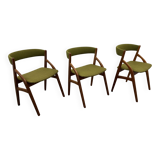 Scandinavian teak  chairs, set of 3, 1970 s