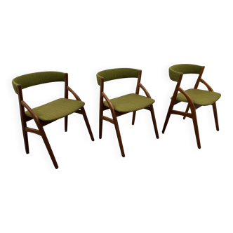 Chaises scandinaves en teck, set de 3, années 1970