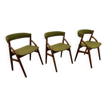 Scandinavian teak  chairs, set of 3, 1970 s