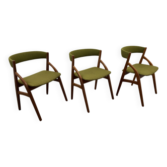 Scandinavian teak  chairs, set of 3, 1970 s