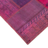 Hand-knotted turkish vintage 180 cm x 236 cm pink patchwork carpet