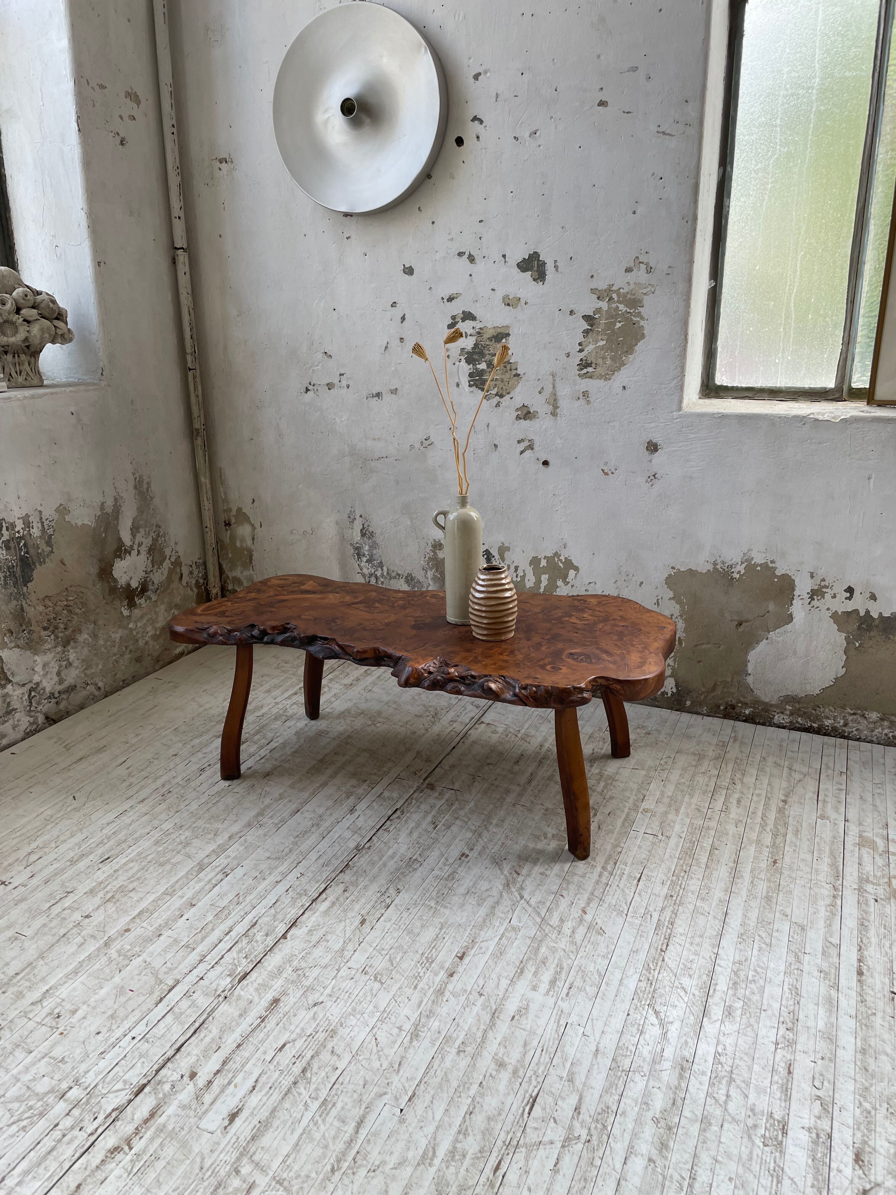 Solid free-form elm coffee table