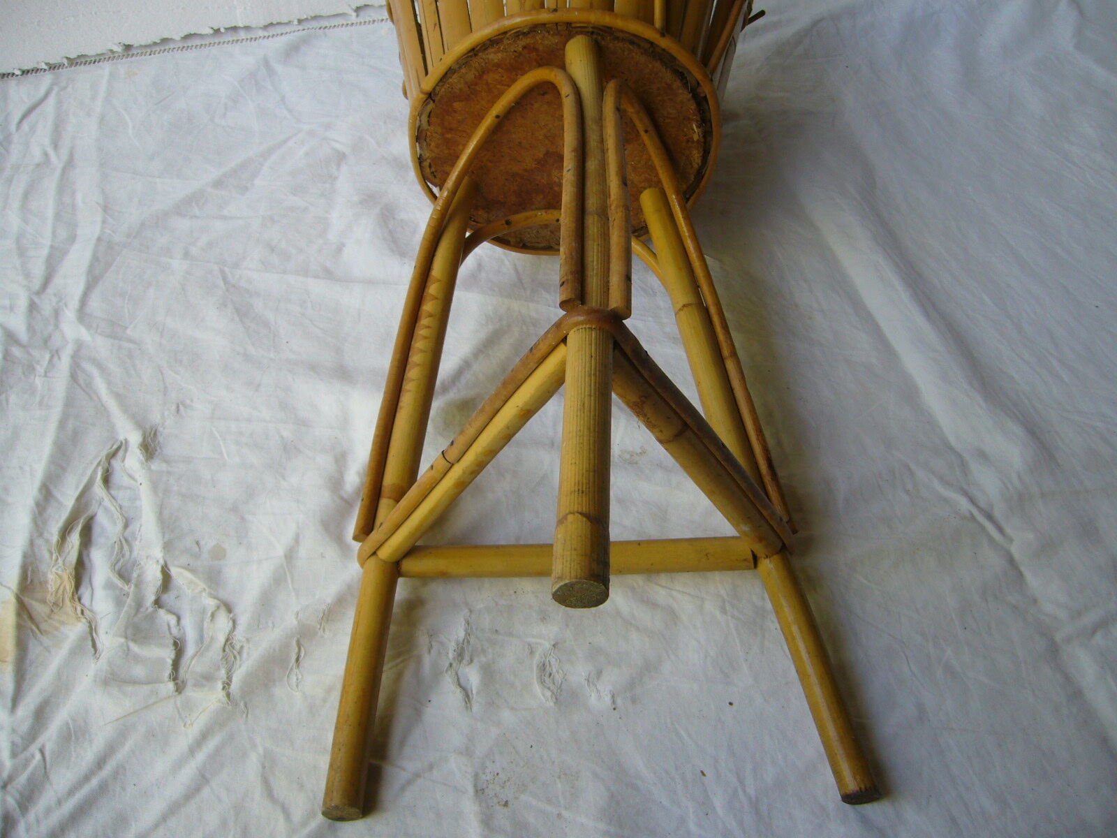 Pot door in rattan and vintage bamboo