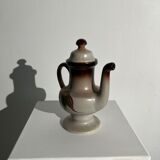Vintage stoneware teapot with flower and fruit patterns