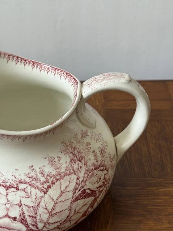Antique pink ironstone toilet pitcher