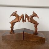 Serre-livres bouquetins en bois