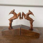 Wooden ibex bookends