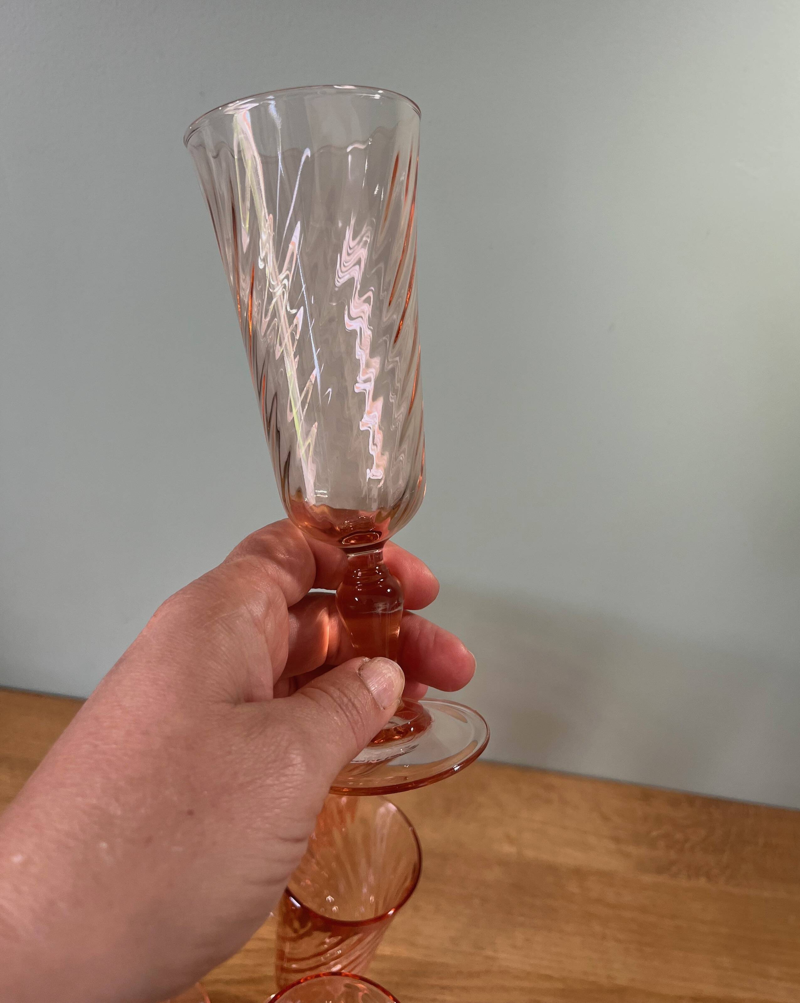6 Rosaline Twisted Pink Champagne Flutes