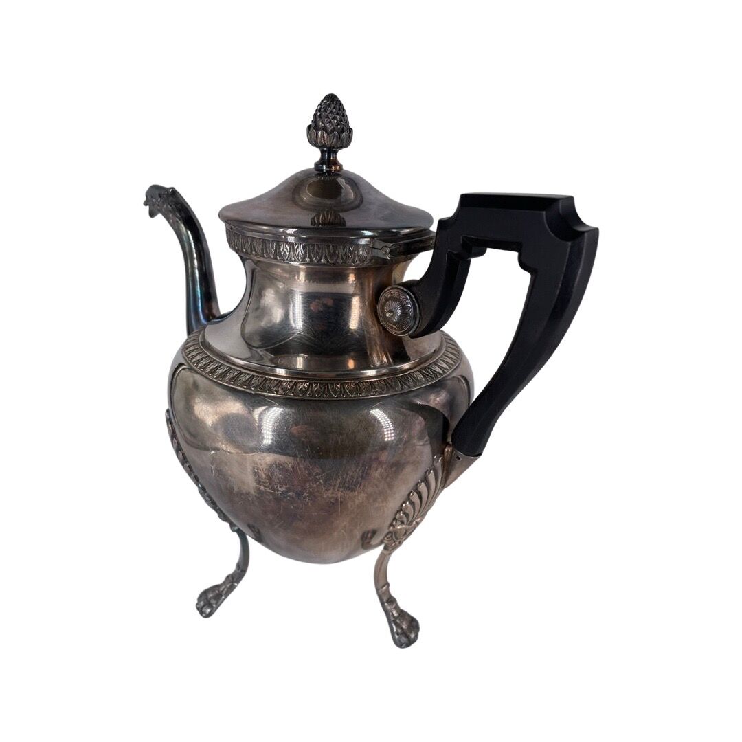 Empire style coffee and tea service in silver metal. Marked RM for Roux-Marquiand 20th century