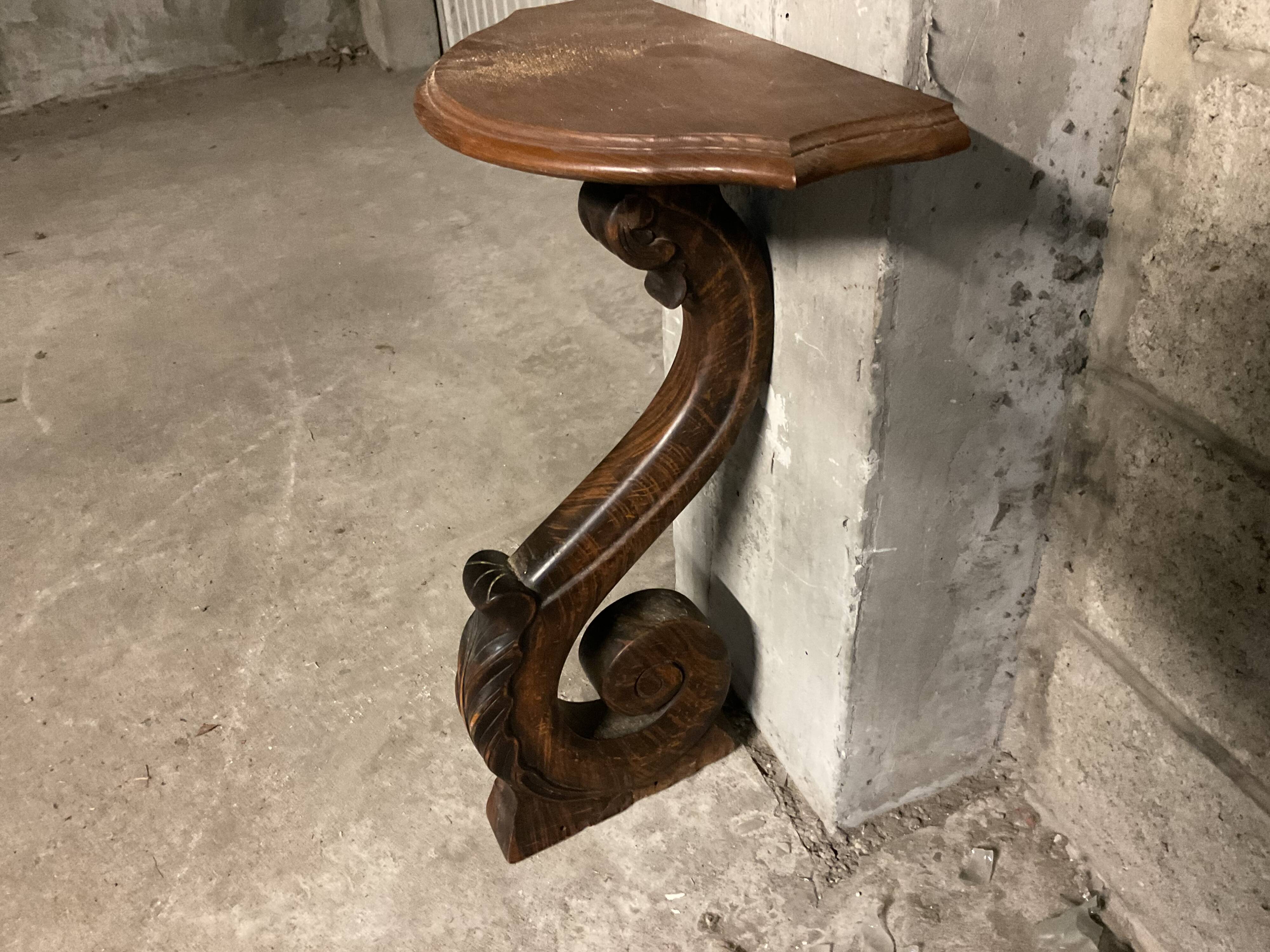 Pair of solid walnut wall consoles Napoleon III 19th century