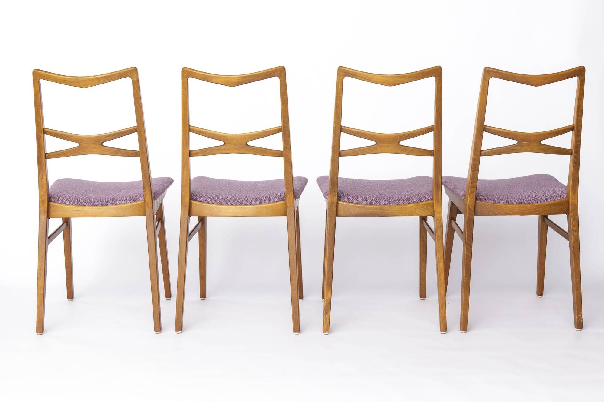 Lot de 4 chaises de salle à manger vintage, années 1960-1970, style allemand du milieu du siècle moderne, en hêtre