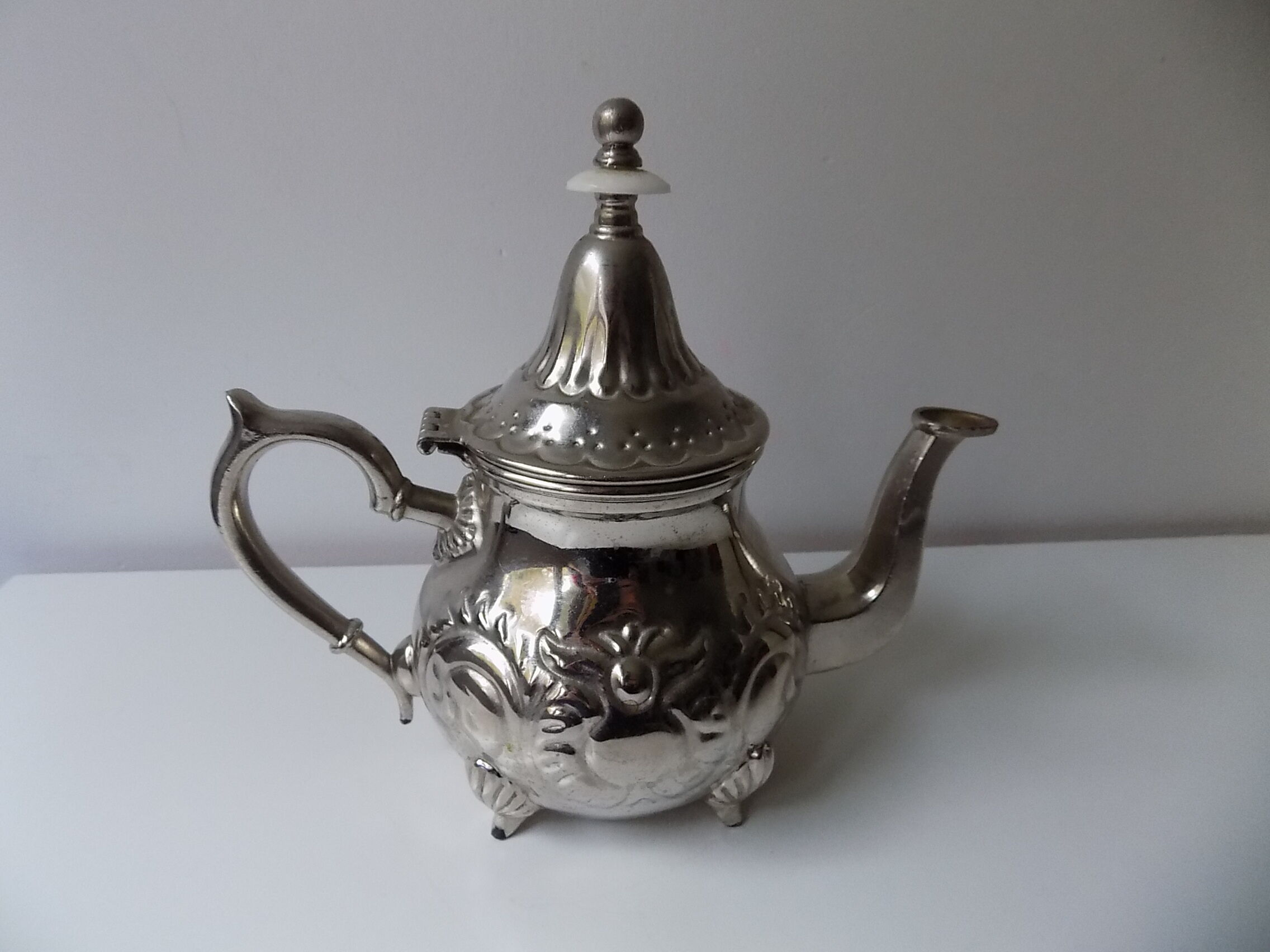 Silver metal teapot